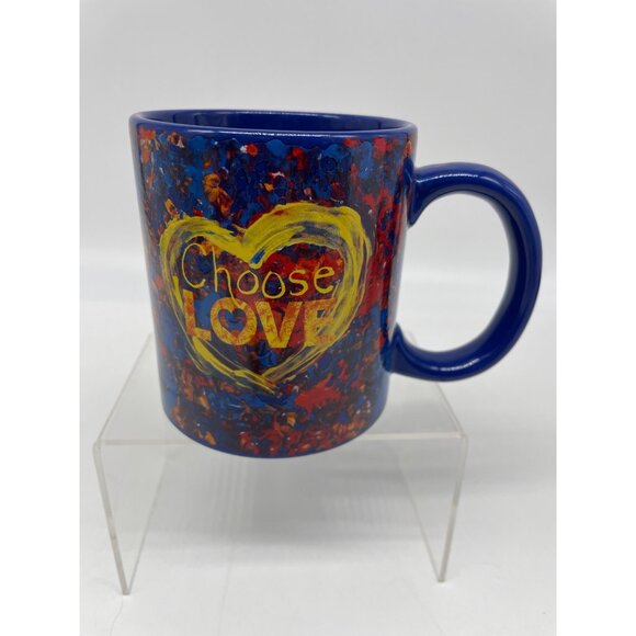 Penzeys "Choose Love" Ceramic Mug  Bold Colors & Inspiring Message  Perfect Gift - Picture 1 of 5